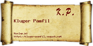 Kluger Pamfil névjegykártya